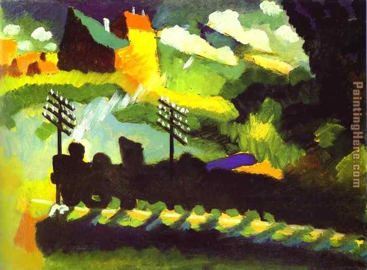 Murnau-View with Railroad and Castle painting - Wassily Kandinsky Murnau-View with Railroad and Castle art painting